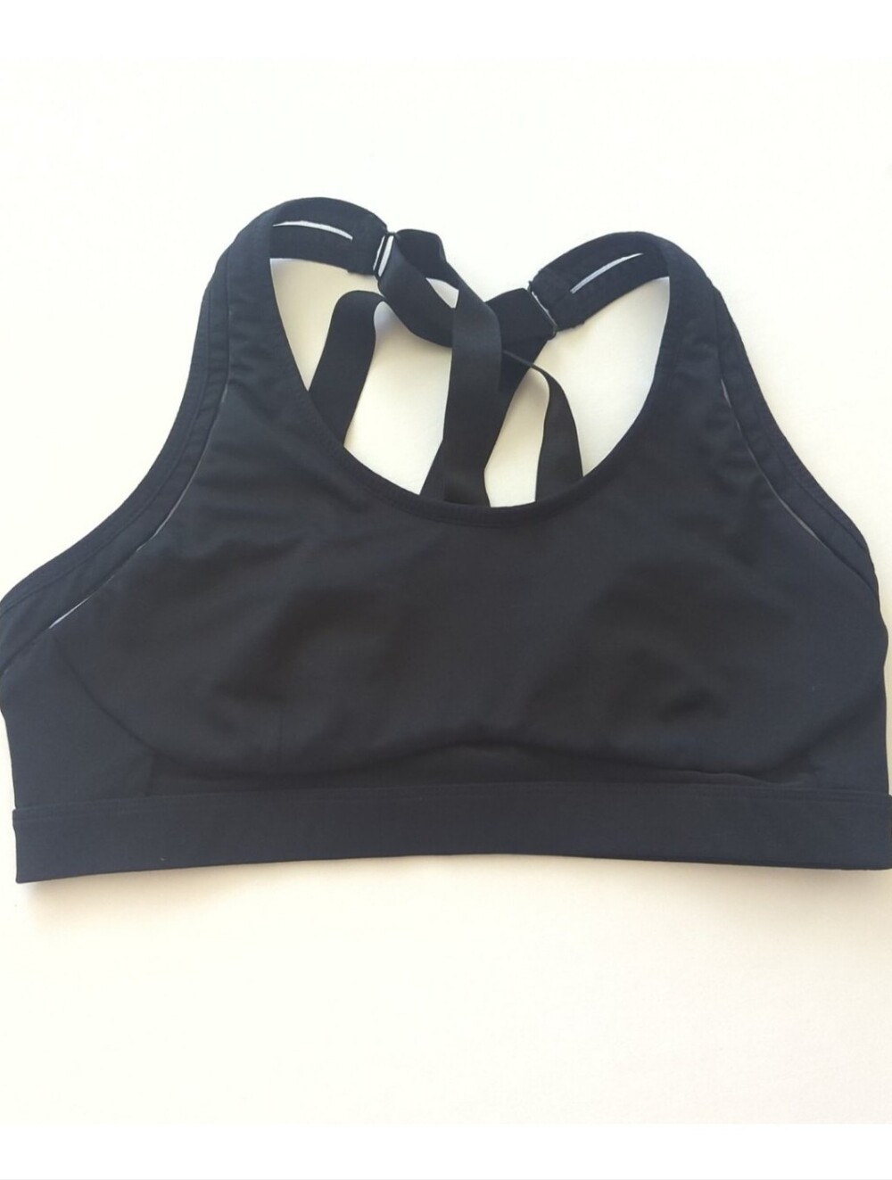 Fabletics Black Adjustable Strap Strappy Sports Bra Size L